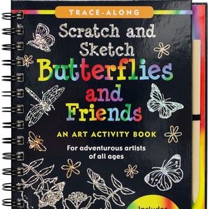 NWT- Trace Along Scratch & Sketch Butterflies &Friend Art Activity Book- Ages 5+